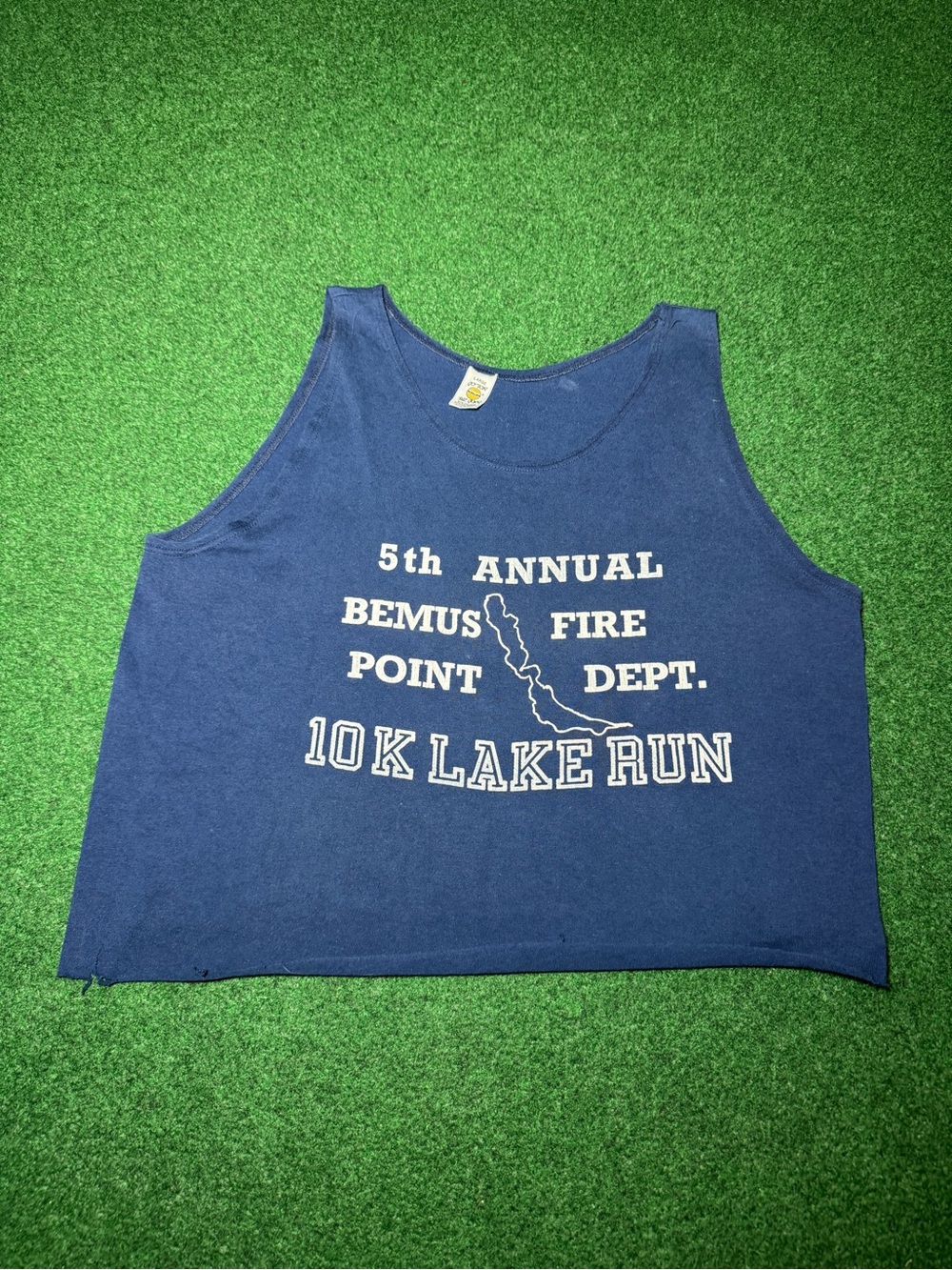 10k Vintage Running Cropped Tank Top Large Boxy Bemus Point NY New York 20x20